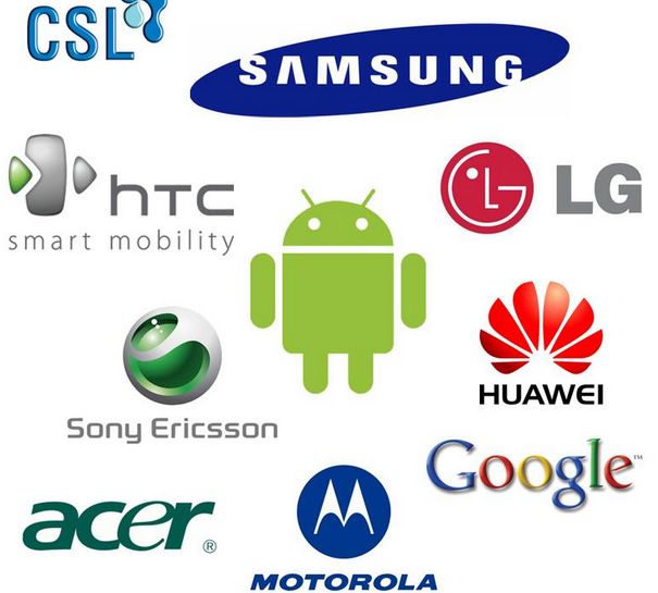 Logos of major Android phone manufacturers including Samsung, Google, OnePlus